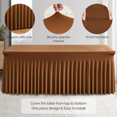 6 Manteles Elastano Marrón 2.4m Volantes para Bodas y