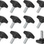 12 Pomos T M8x20mm Plástico Negro Carpintería