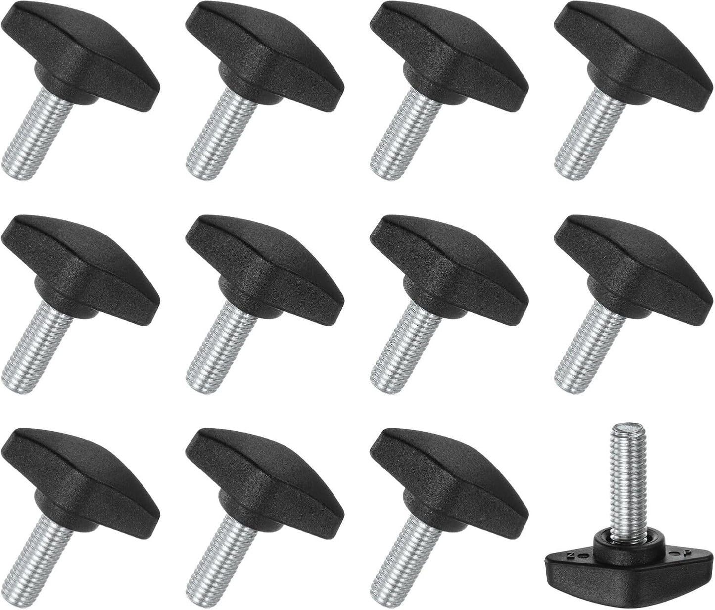 12 Pomos T M8x20mm Plástico Negro Carpintería