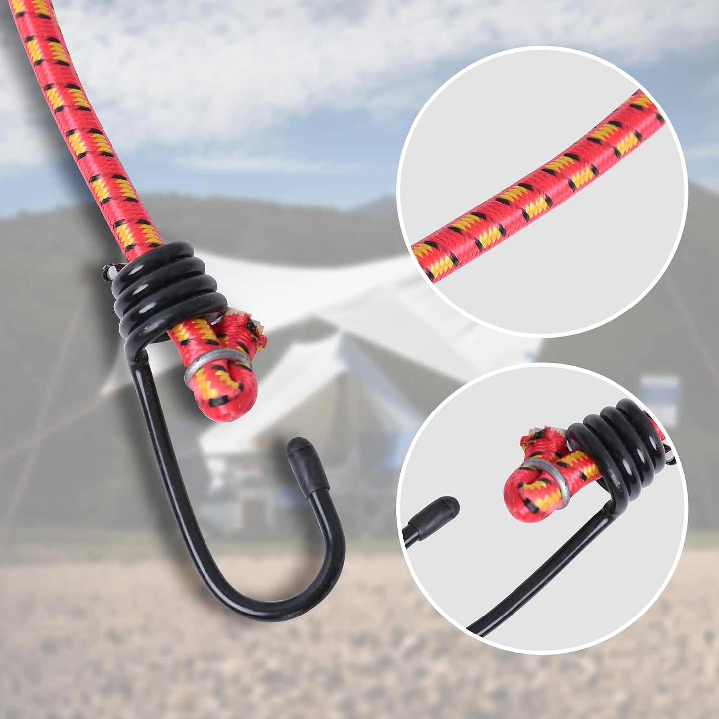 Cuerdas elásticas 24" con ganchos metal para garaje y kayak