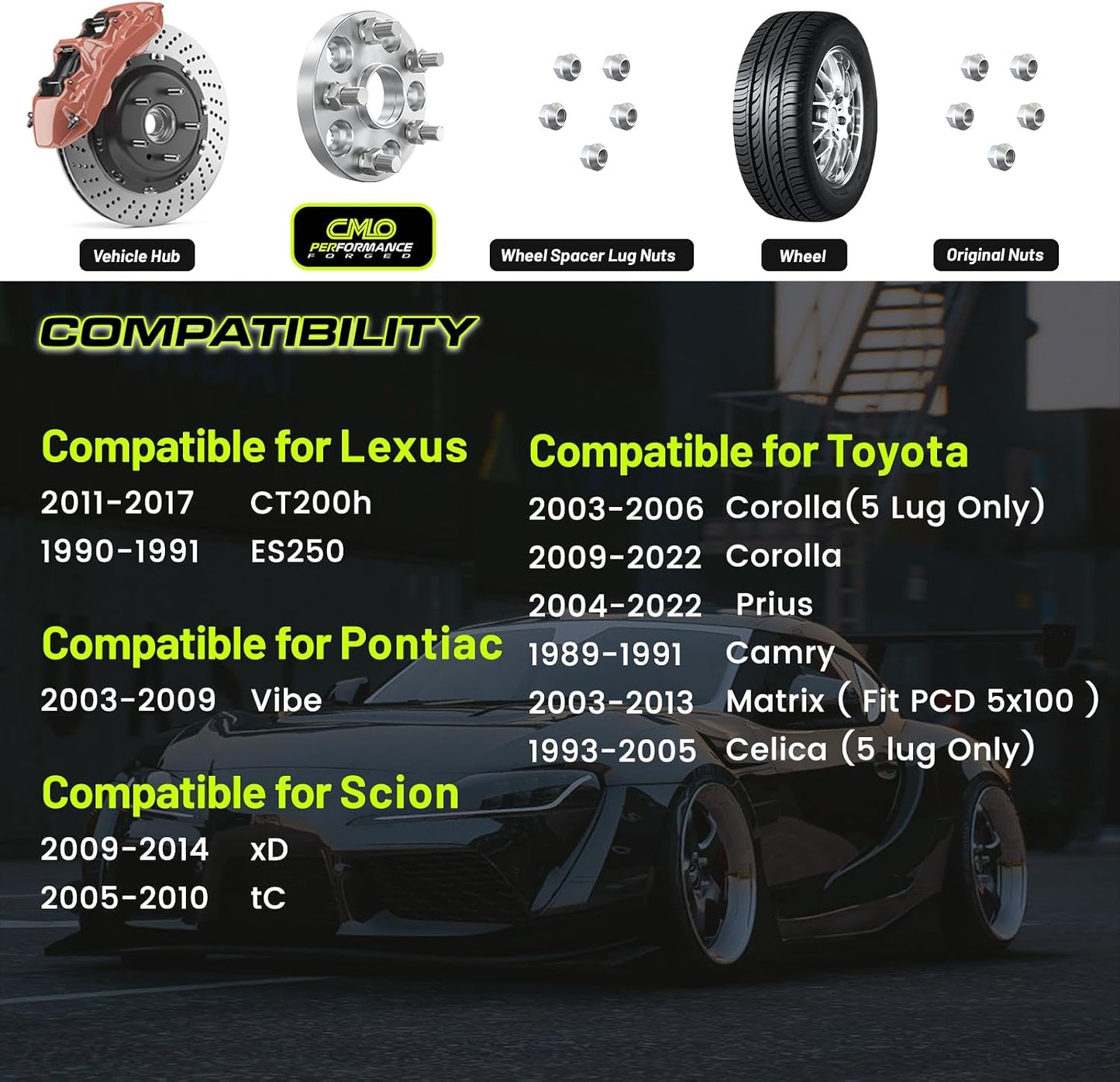 Espaciadores rueda 25mm M12x1.5 2 Pzas plata Toyota Corolla