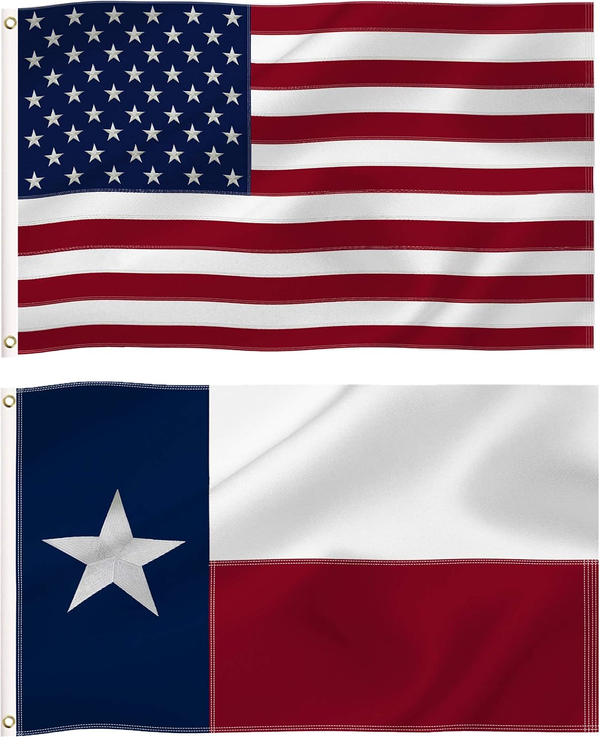 Bandera Texas y EE.UU. nailon 210D ojales latón 3x5pulg