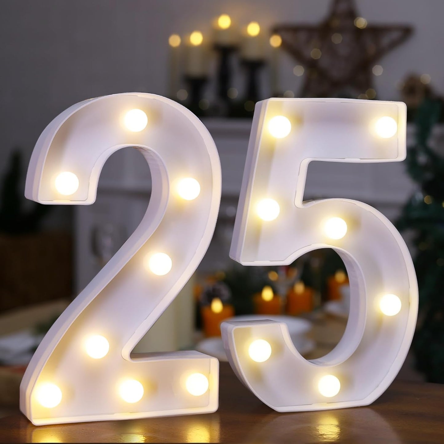 Letras LED iluminadas número 25 para cumpleaños y hogar
