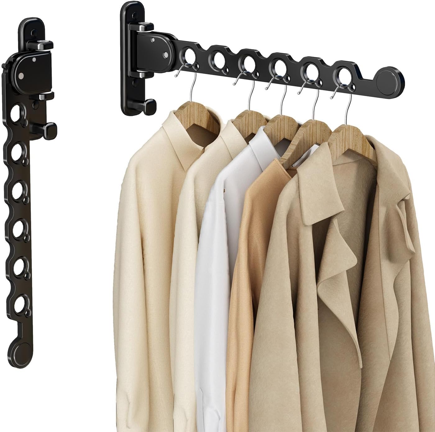 Perchero plegable para baño y lavandería con brazo oscilante