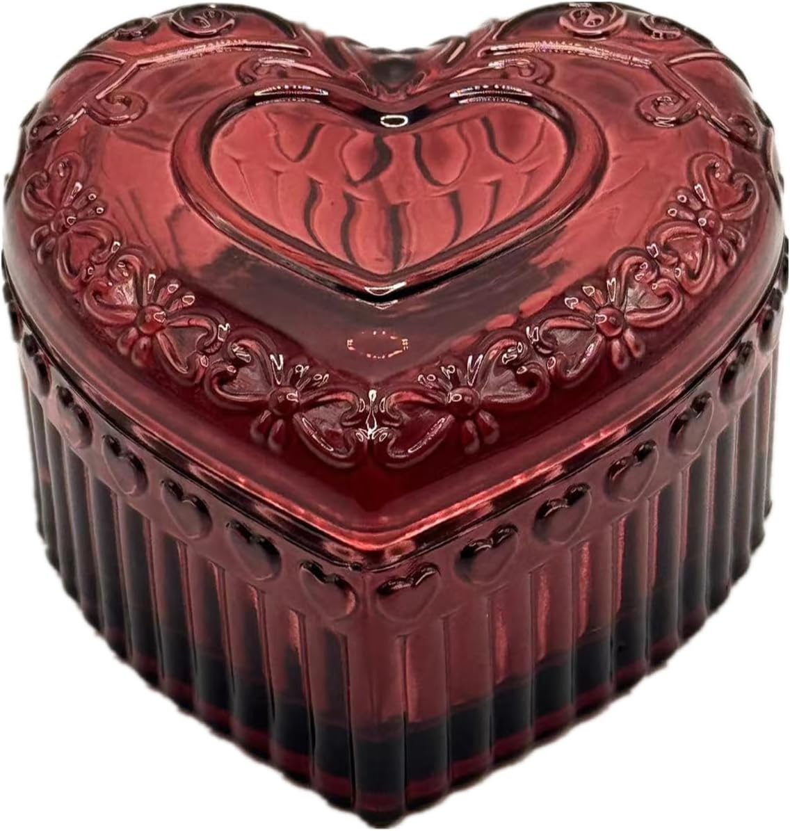 Caja joyería vidrio forma corazón organiz. regalo mujer