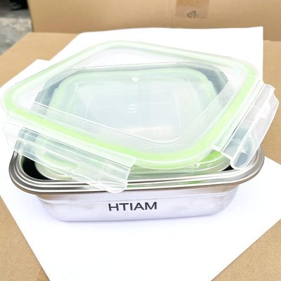 Set 3 Recipientes Acero Inox con Tapas Bento Box 400/750ml