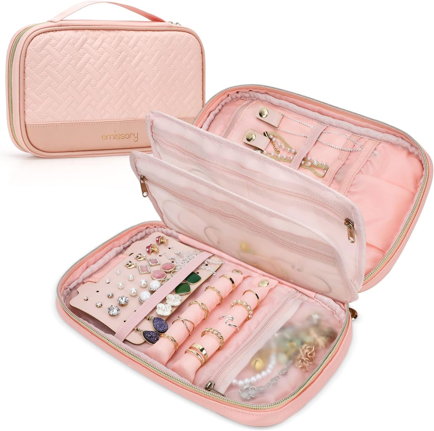 Estuche organiz. joyas viaje con compartimentos