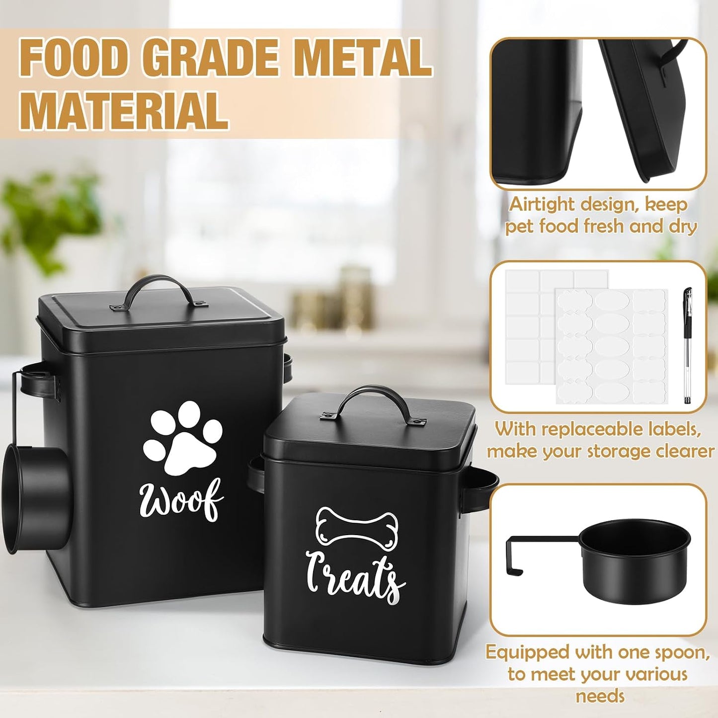 2 Tarros Metal Perros con Tapas Herméticas 7lb