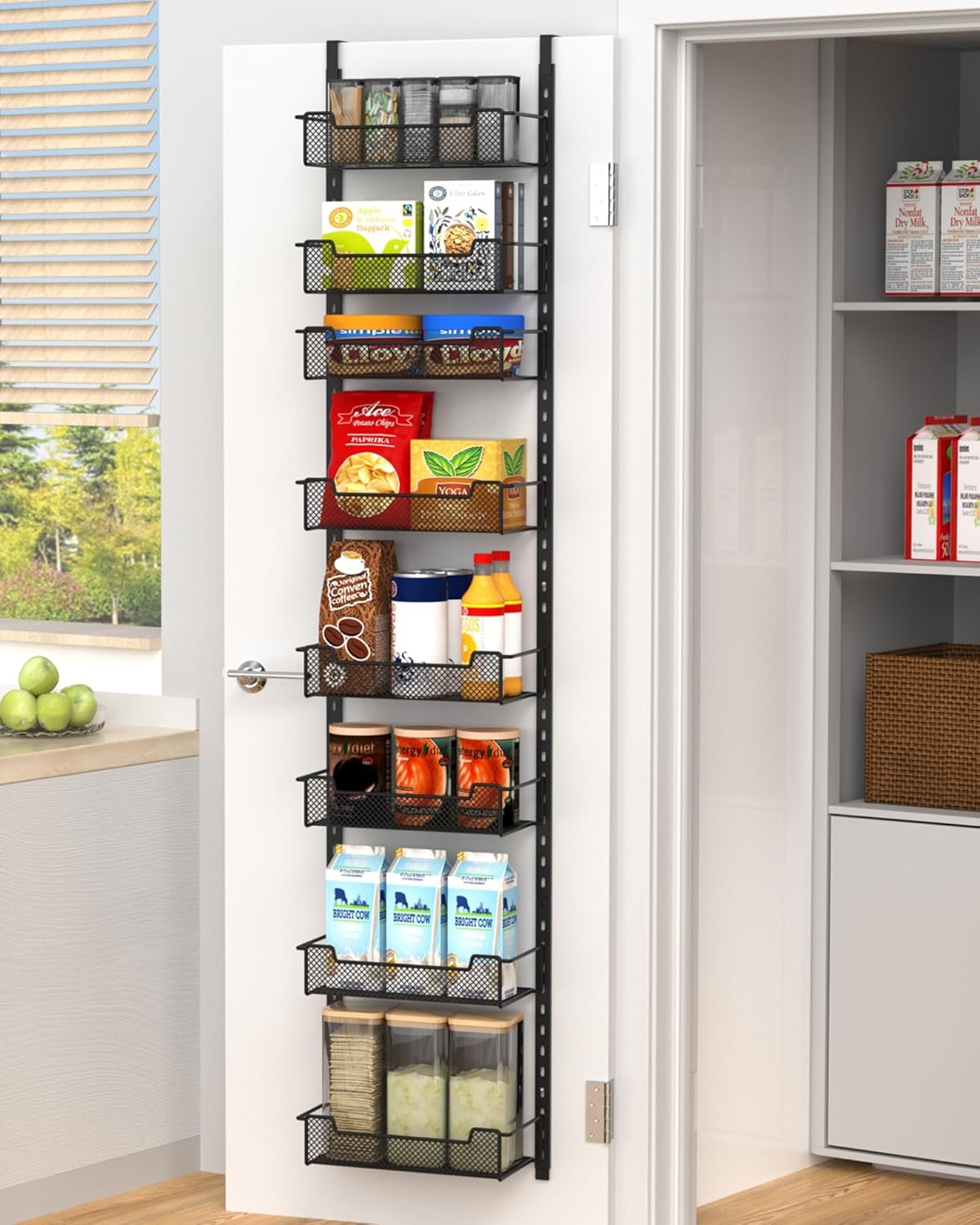Organiz. puerta despensa 12" 8 niveles canasta ajustable