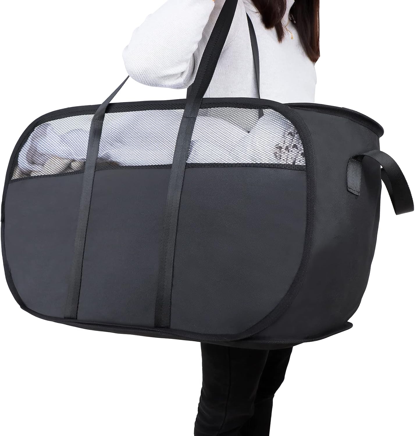 Cesta lavandería plegable con asas dormitorio