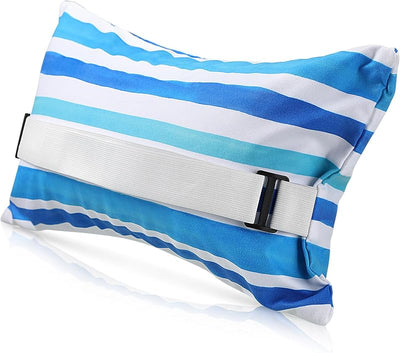 Almohada inflable playa 17x10pulg correa rayas azul blanco