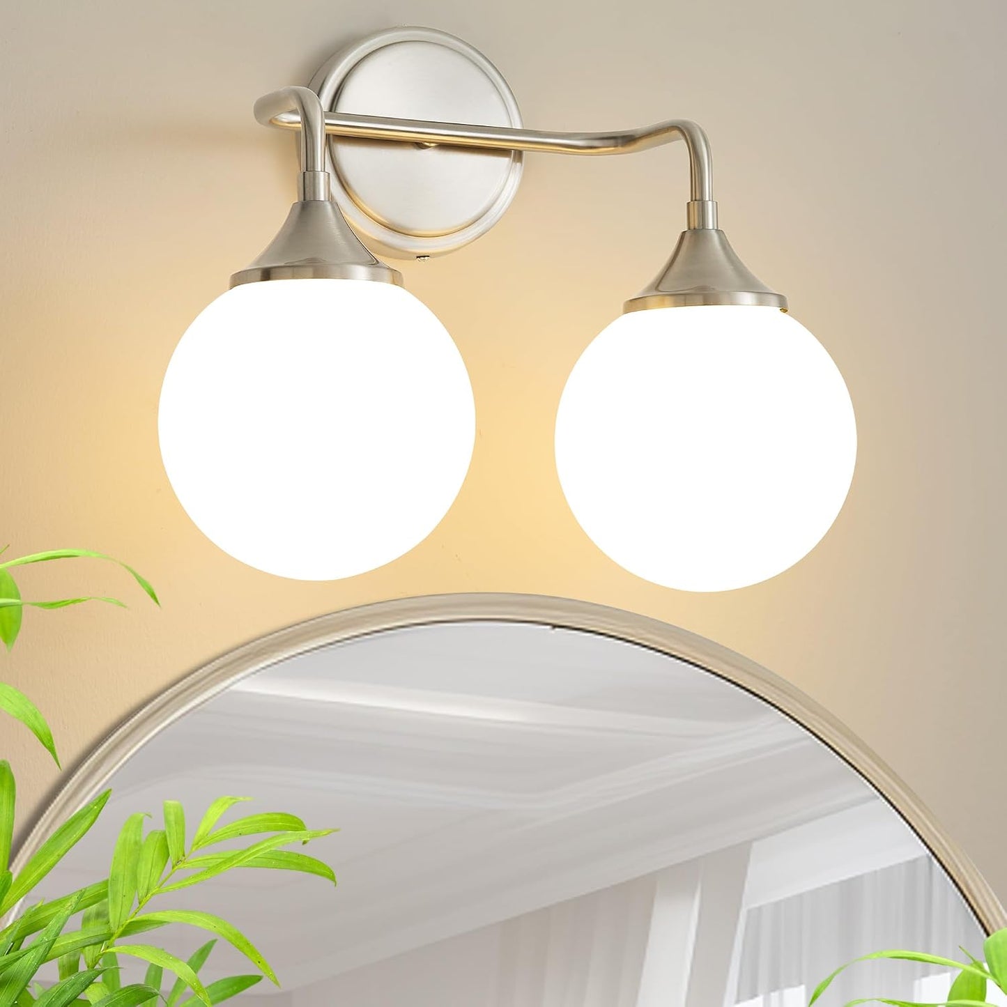 Apliques baño modernos 2 luces níquel cepillado vidrio