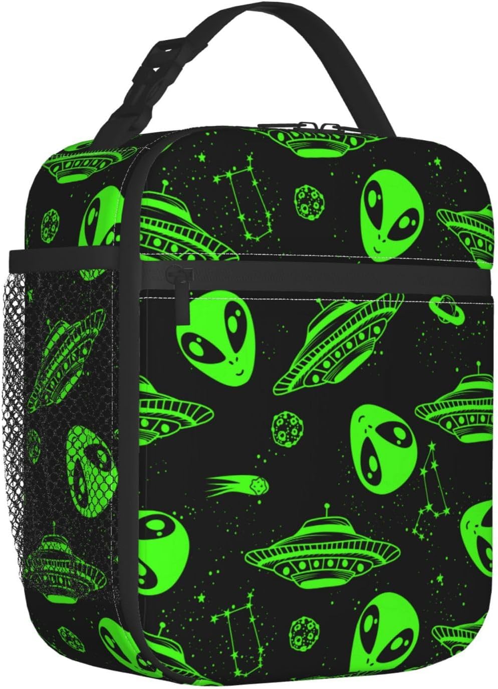 Bolsa almuerzo reutiliz. diseño alienígena verde para niños