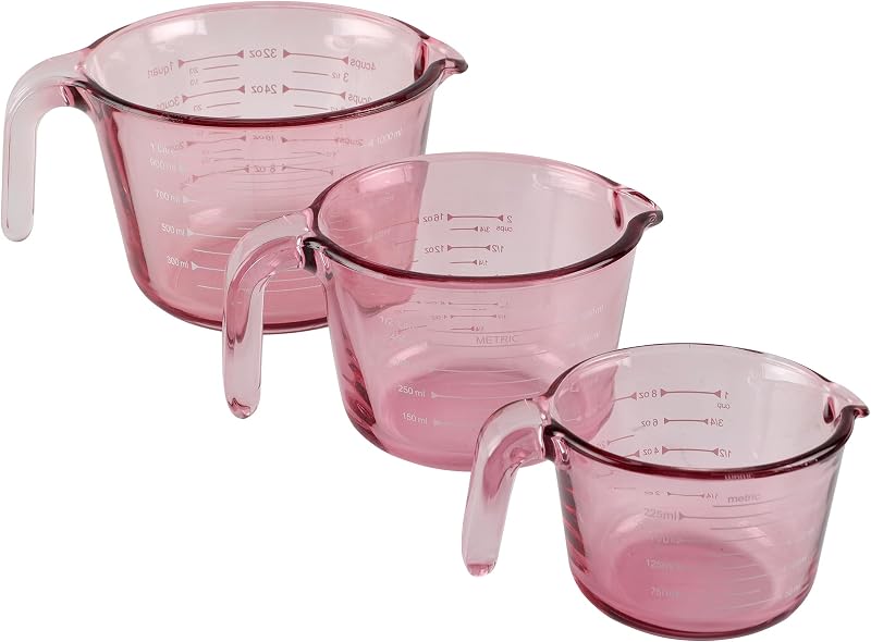 Tazas medidoras vidrio para cocinar hornear púrpura