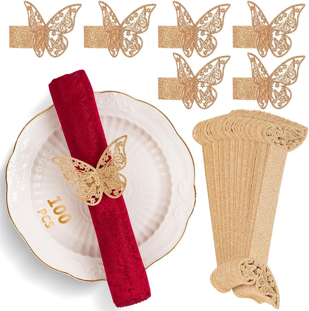 Servilletero papel esmerilado 3D forma mariposa para fiestas