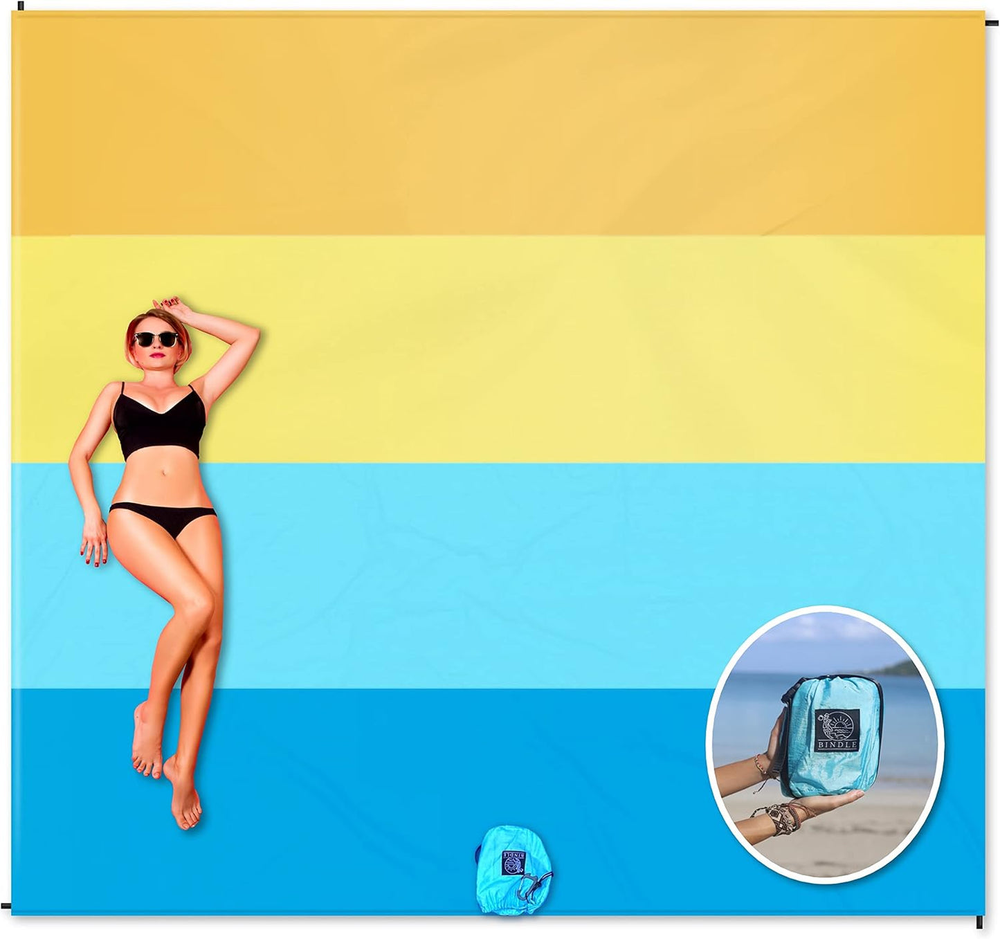 Manta Eco-Beach 10x9ft ligera reciclada resistente arena y agua