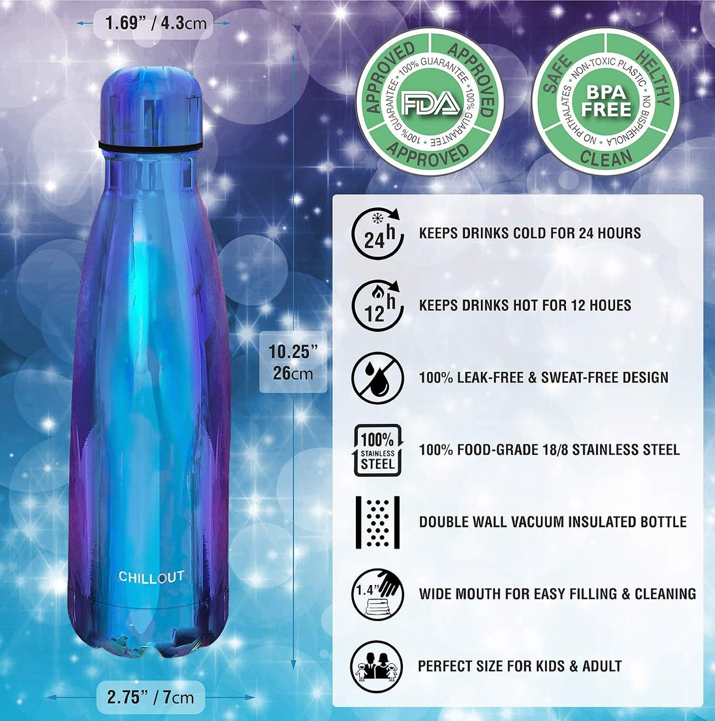 Botella agua acero inox doble pared 17oz