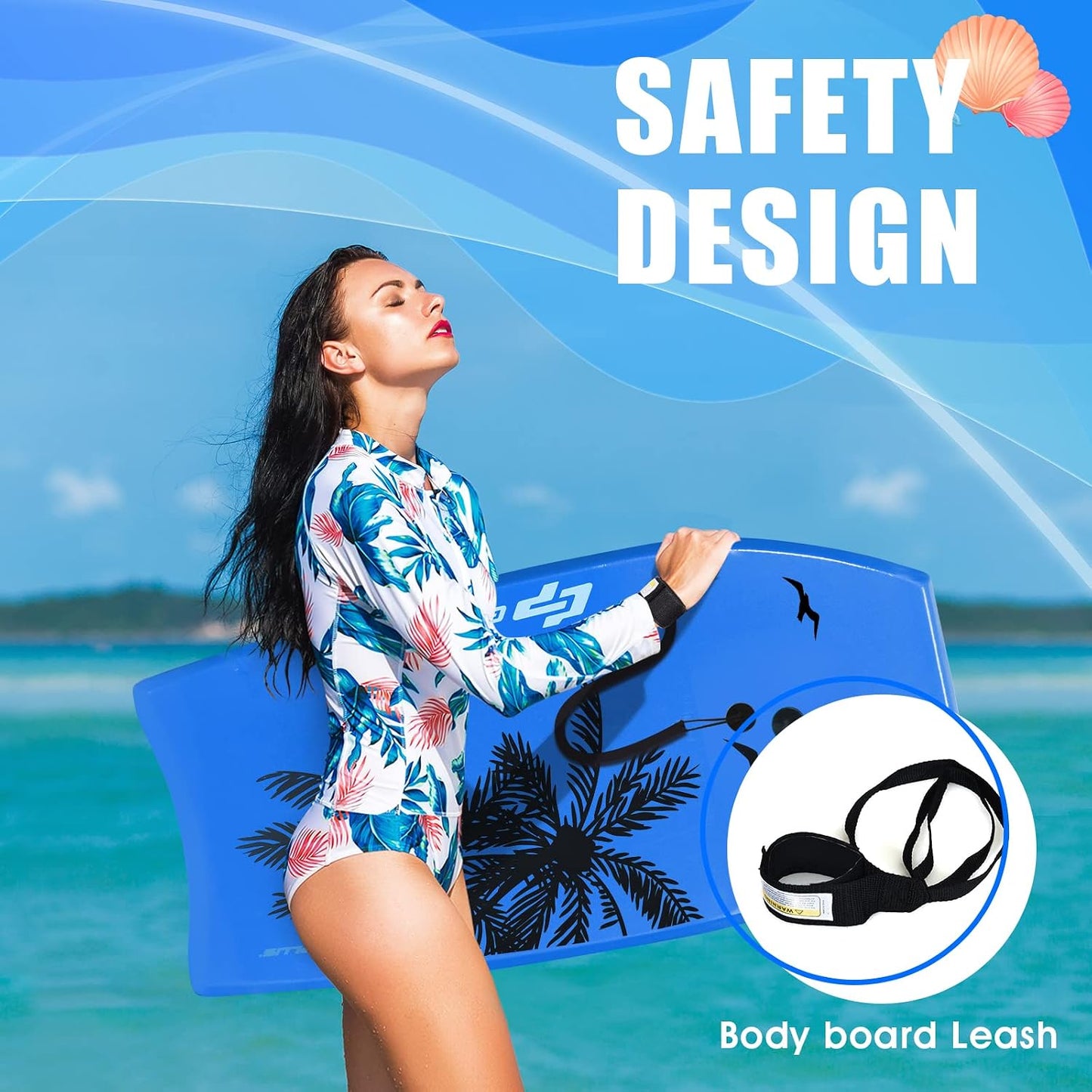 Bodyboard 33/37/41pulg ligero correa muñeca niños adultos