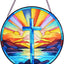 Cruz vitral colgante para ventana 8" texturizado Navidad