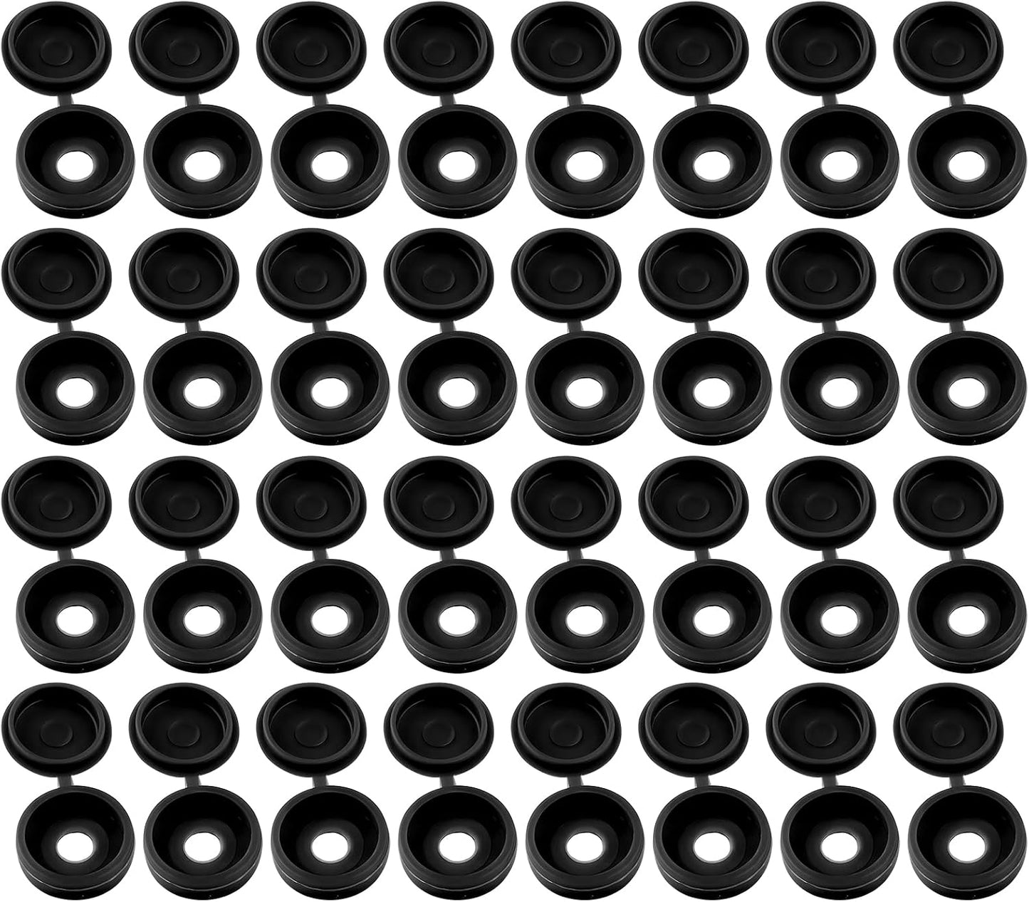 100 Tapas Plástico Bisagras M5.2 para Protección Negro