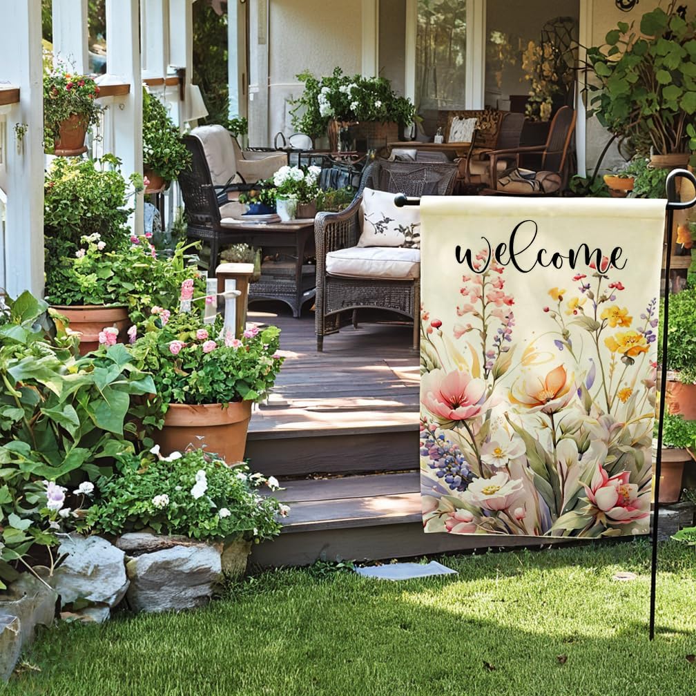 Bandera jardín floral 12.5x18pulg doble cara decoración patio