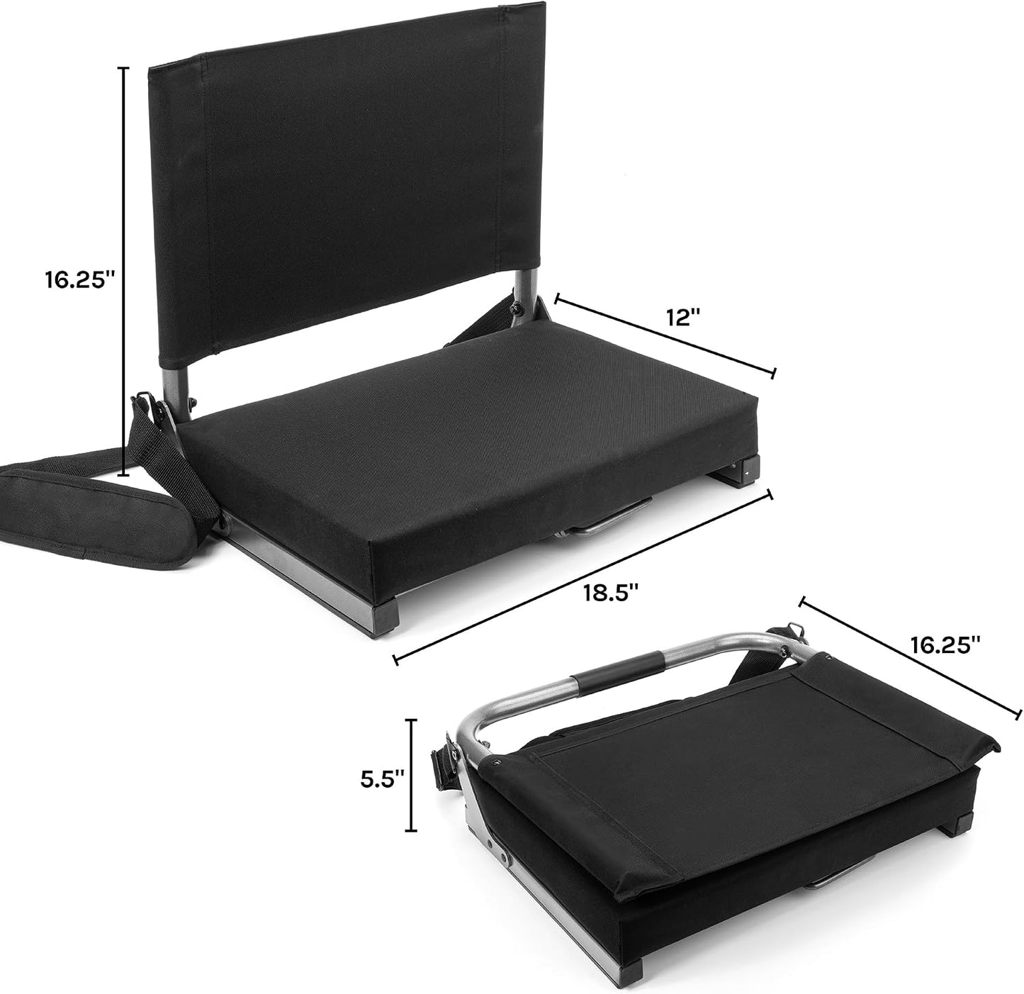 Asiento estadio lujo negro acolchado