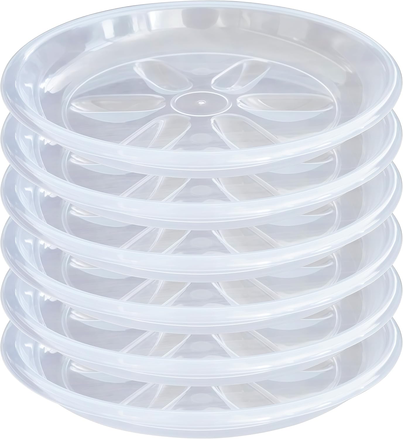 Set 6 platillos para plantas 10pulg transparente resistente
