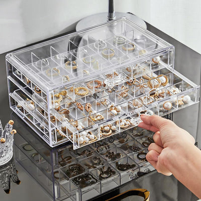 Caja organizadora aretes acrílico 3 cajones