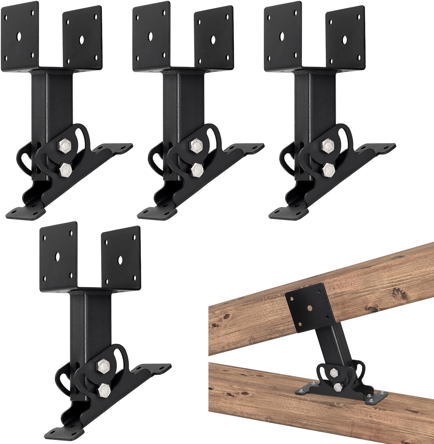 Kit 4 Soportes Elevadores Techo Ajustables Negro
