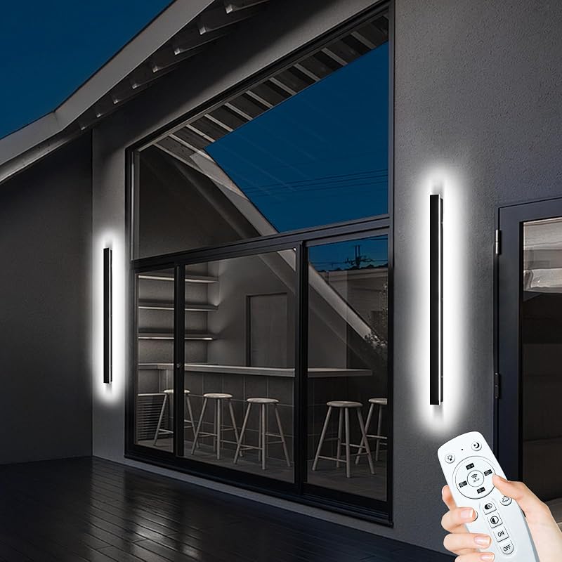 2 Lámpara pared exterior 59" luz regulable IP65 negro