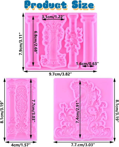 Molde de silicona columna griega para fondant y decoración de tartas