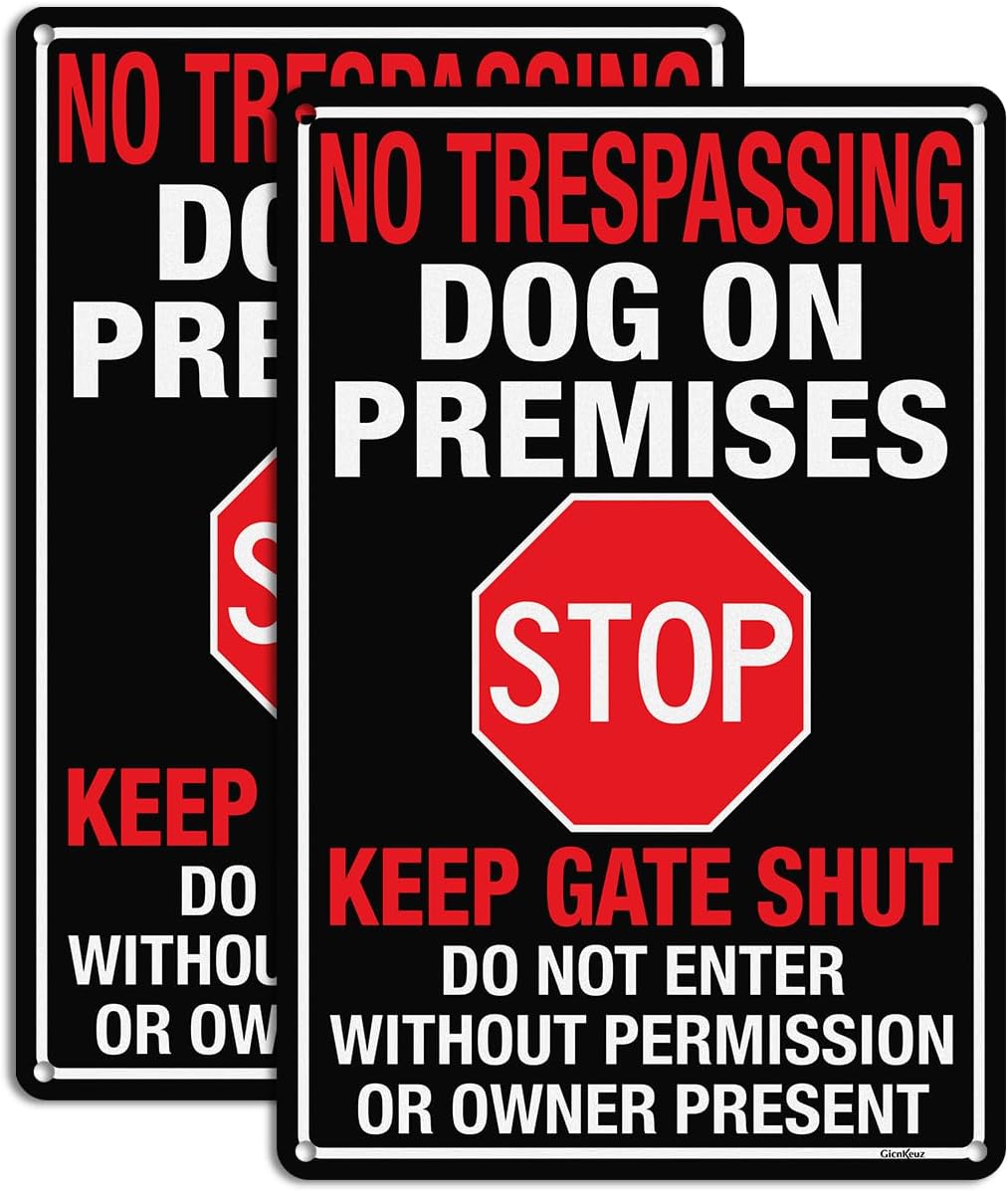 Letrero no trespasar perro aluminio 12x8 resistente