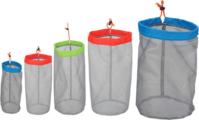 Juego 5 bolsas malla con cordón para viajes camping