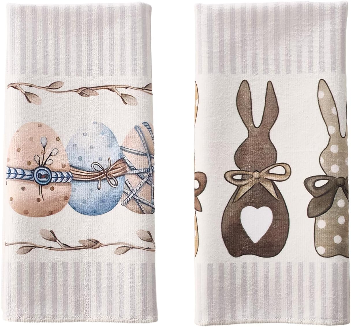 2 Toallas Cocina 18x26pulg Decoración Pascua Conejo