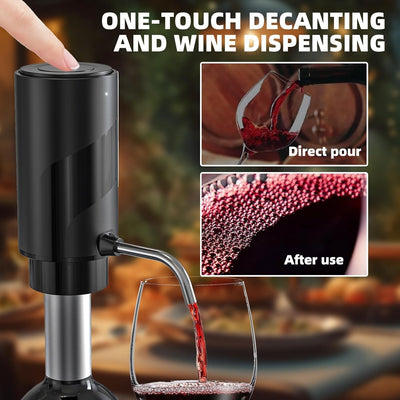Aireador de vino eléctrico USB recargable negro