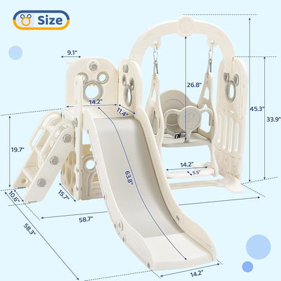 Set tobogán y columpio 7en1 para niños blanco