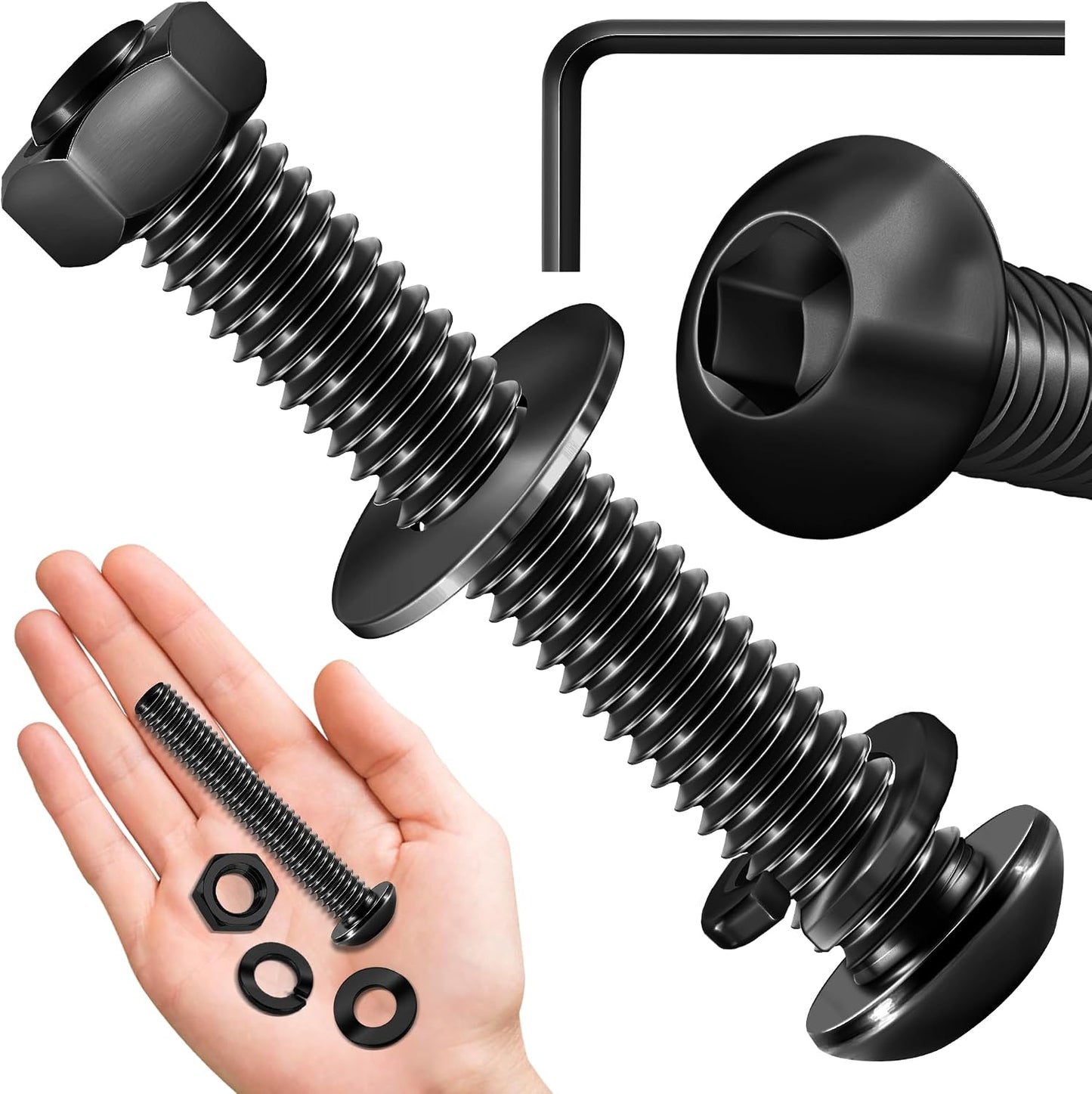 20 Pzas Tornillo 5/16-18x2 Botón Acero Inox 304 Oxidado Negro