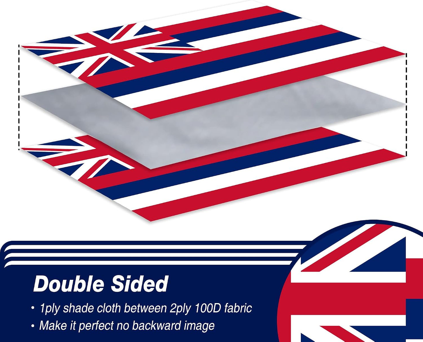 Bandera Hawái 3x5ft poliéster 3 capas latón