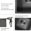 Fregadero barra 13x15" acero inox negro