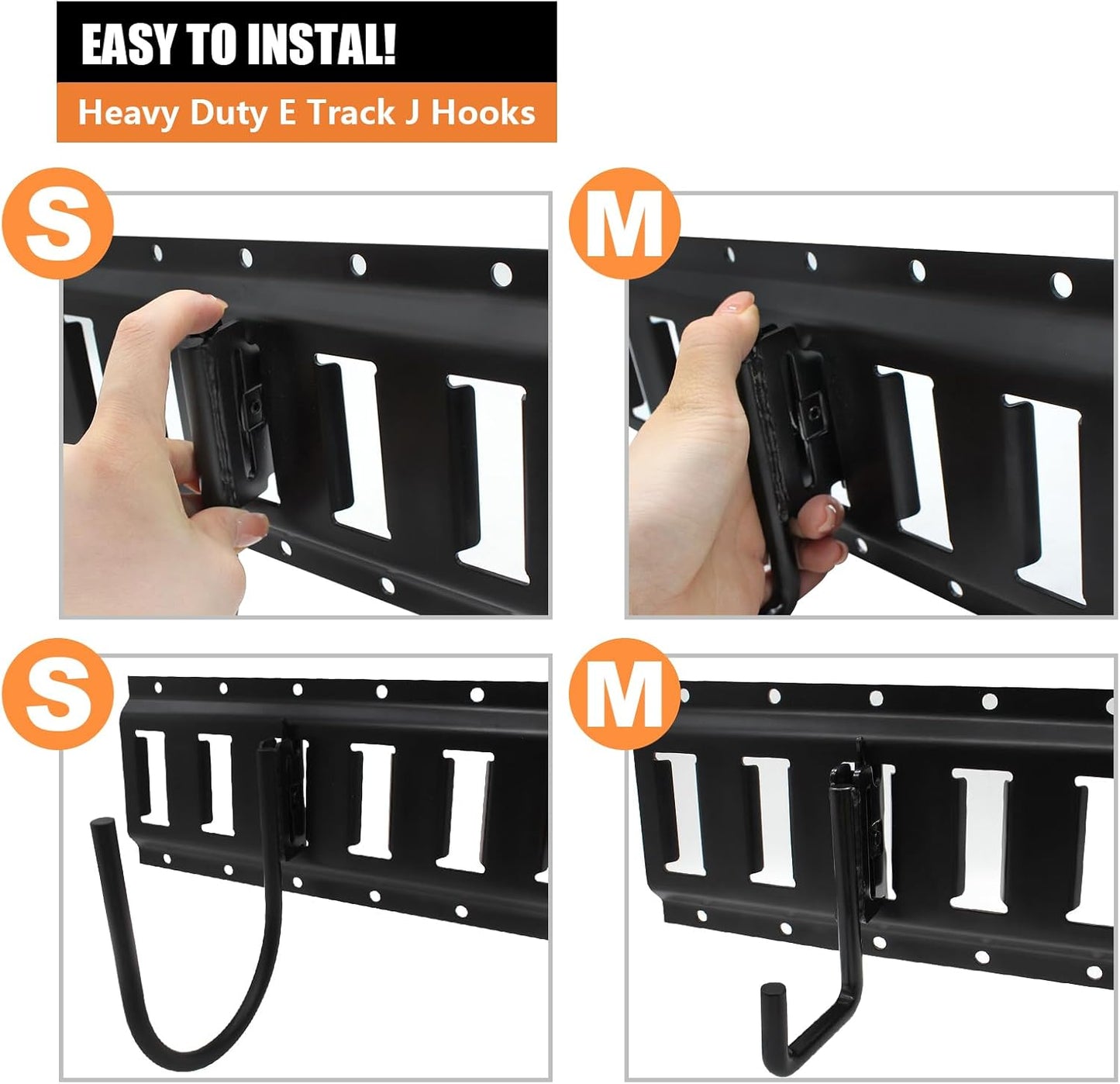 12 Ganchos J E-Track Negro para Remolque Cerrado