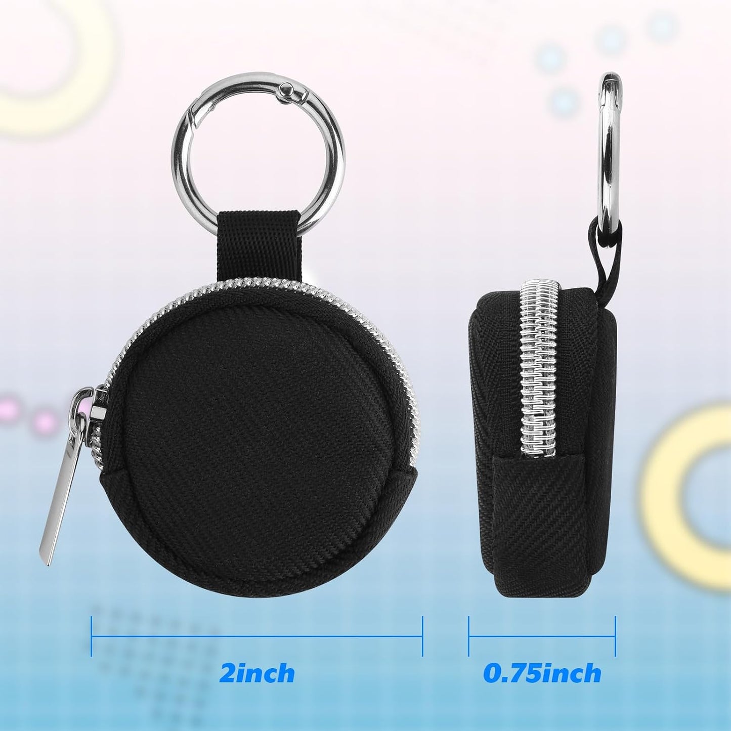 Estuche anillos portátil con llavero anti-pérdida negro