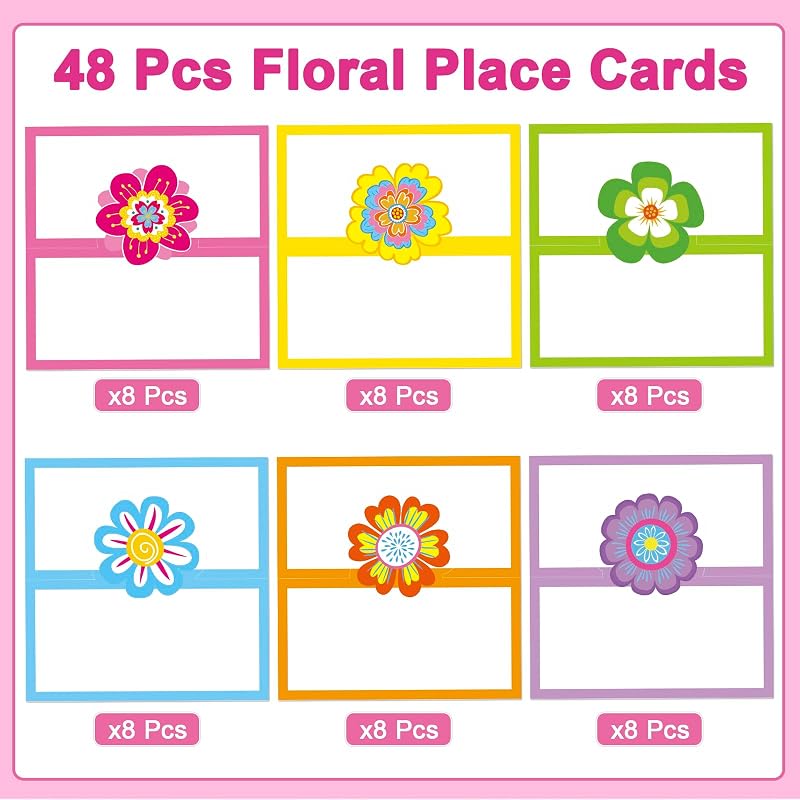 48 Tarjetas Plegables Florales Blanco 3.9x1.9pulg