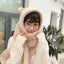 Gorro Kawaii 2en1 con orejas y bufanda Sherpa forro polar
