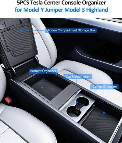 Bandeja organizadora consola Tesla Model Y 3 2025-2026