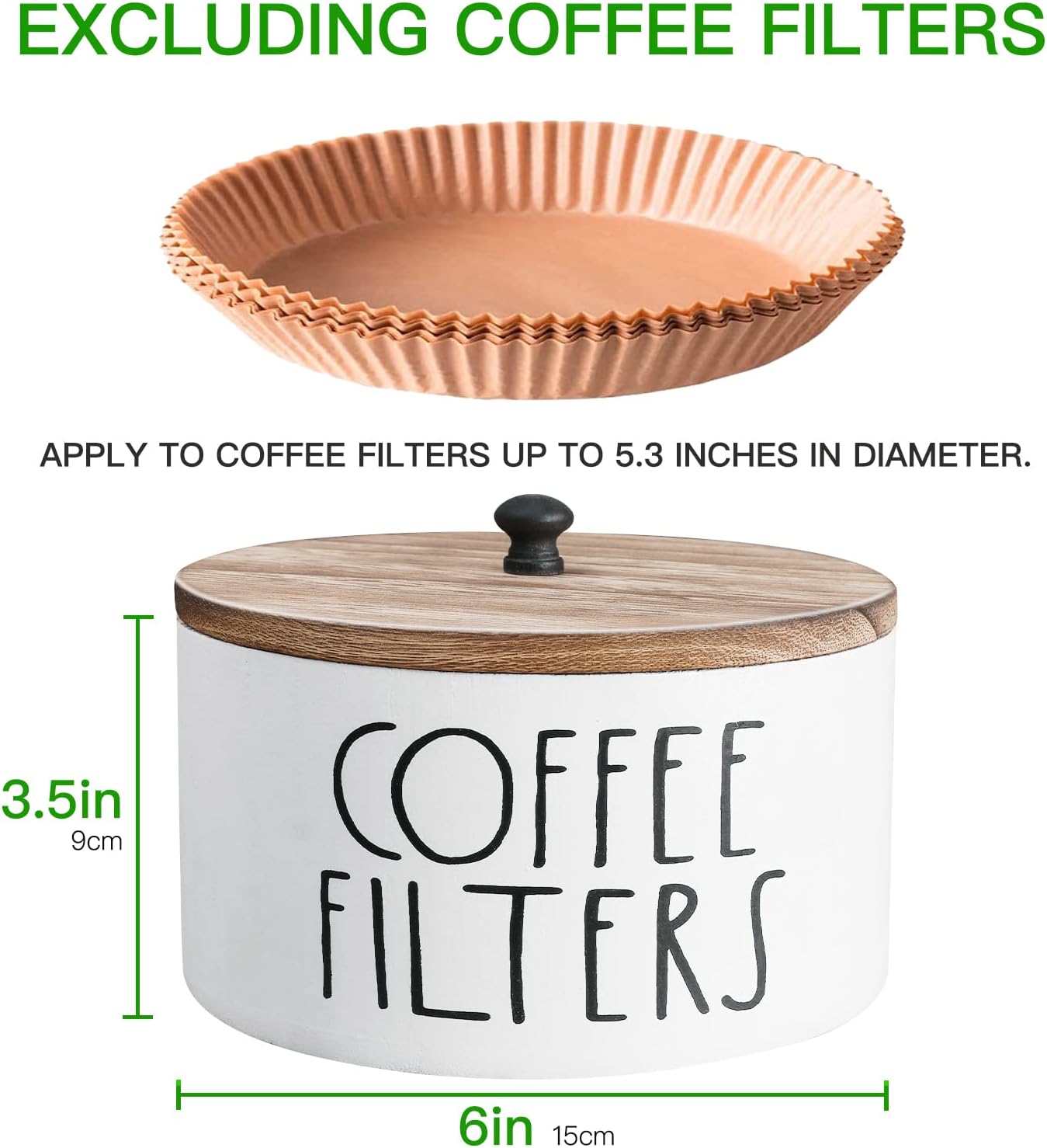 Soporte madera filtro café con tapa cesta rústica blanco