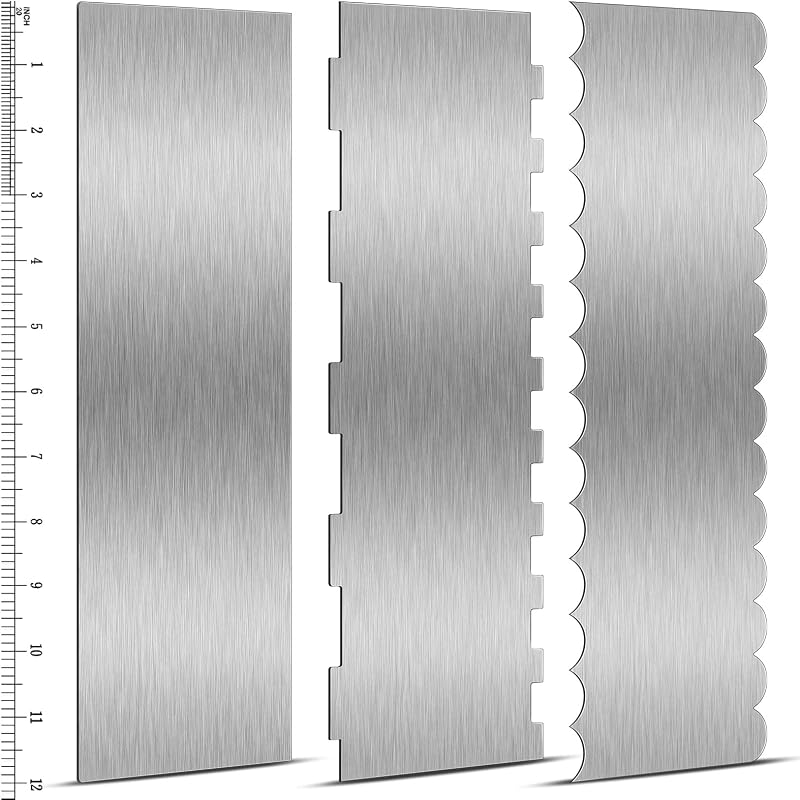 3 Raspadores Pasteles 12pulg Acero Inox Doble Cara