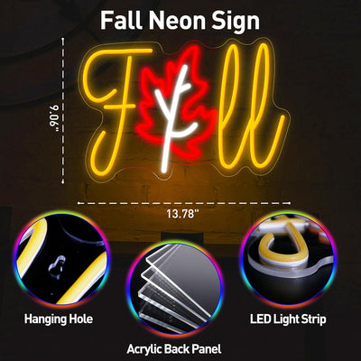 Letrero neón LED otoño Acción de Gracias regulable USB