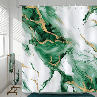 Cortina ducha mármol verde 72x72pulg tela poliéster impermeable