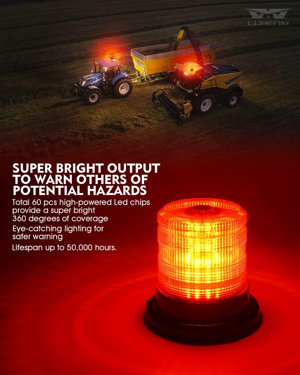 Barra luces estroboscópicas 60 LED rojo carretilla