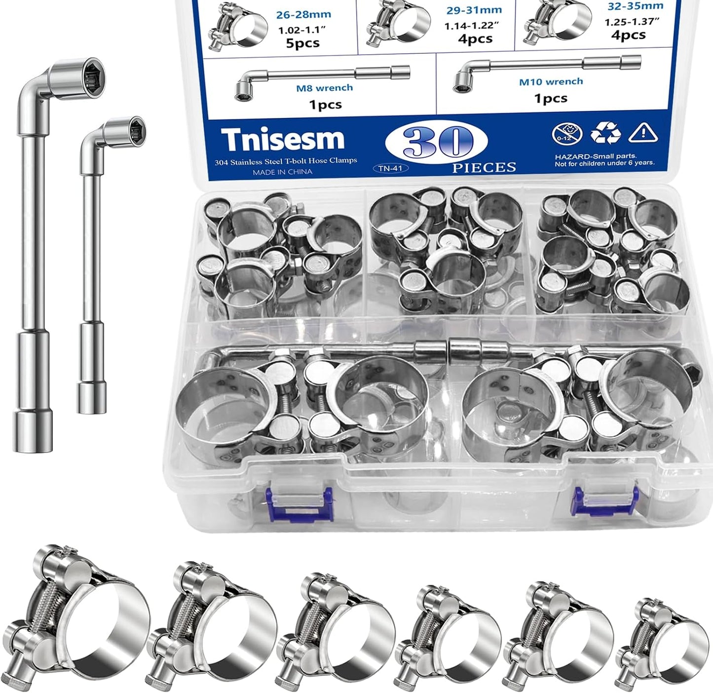 30 Pzas Abrazaderas Manguera 17-35mm Acero Inox 304